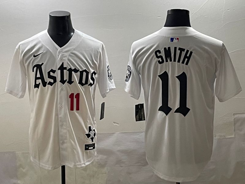 Men 2025 Houston Astros #11 Smith White Five generations Joint Name Nike MLB Jersey style 41